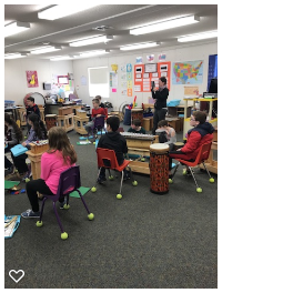 Ms. O'Neil is capturing a wonderful music moment where her students created their own short piece as a team. 